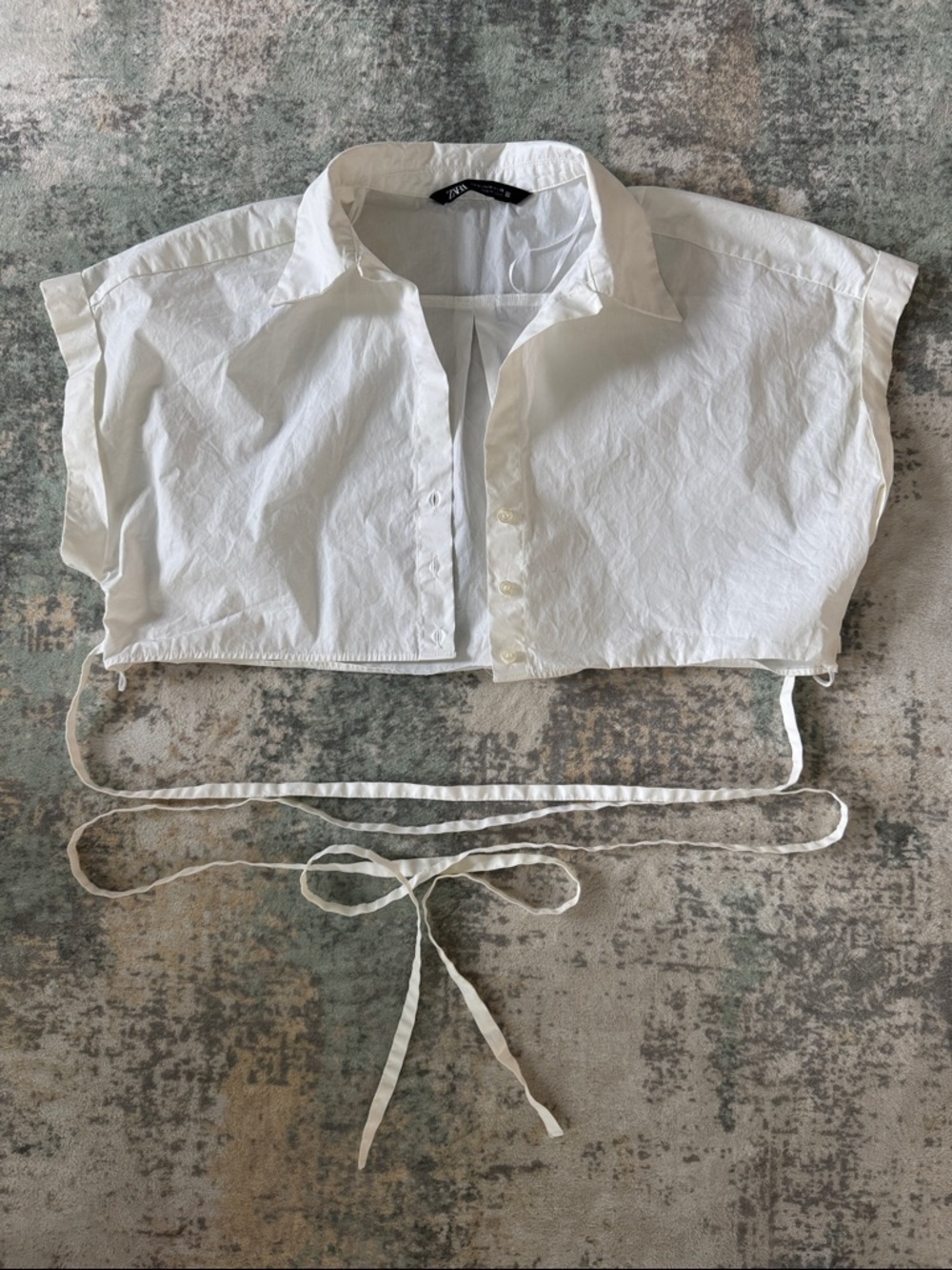 Zara White Cropped button down Shirt